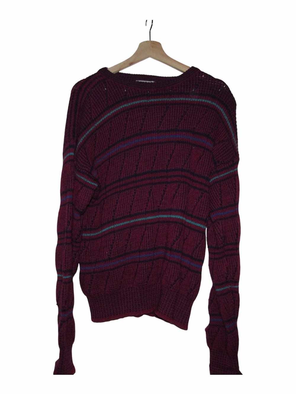 Vintage 80s Christian Dior Monsieur Striped Wool Sweater Crewneck Size Medium